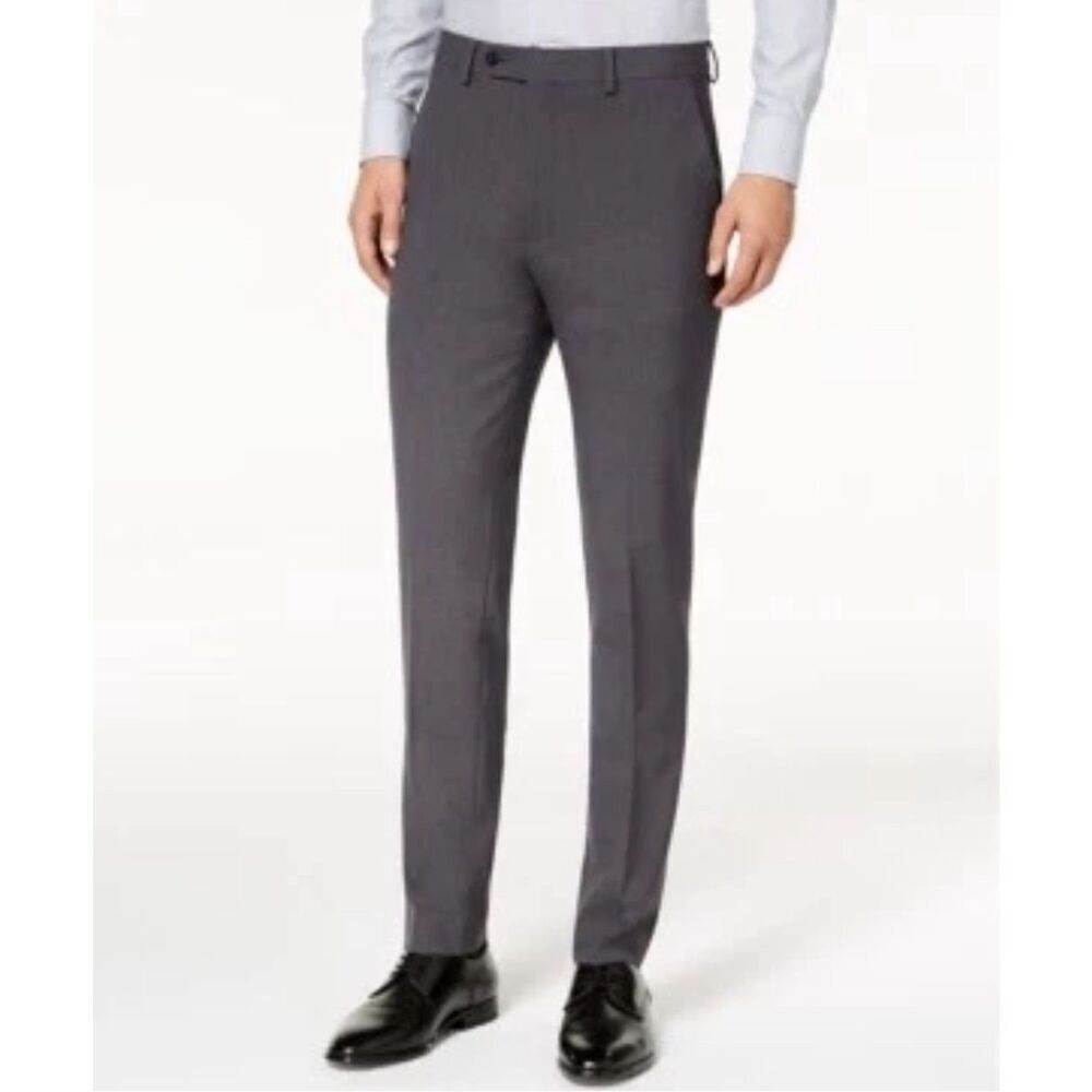CALVIN KLEIN Mens Grey STRETCH Skinny Fit Business Dress Pants Slacks 38x34